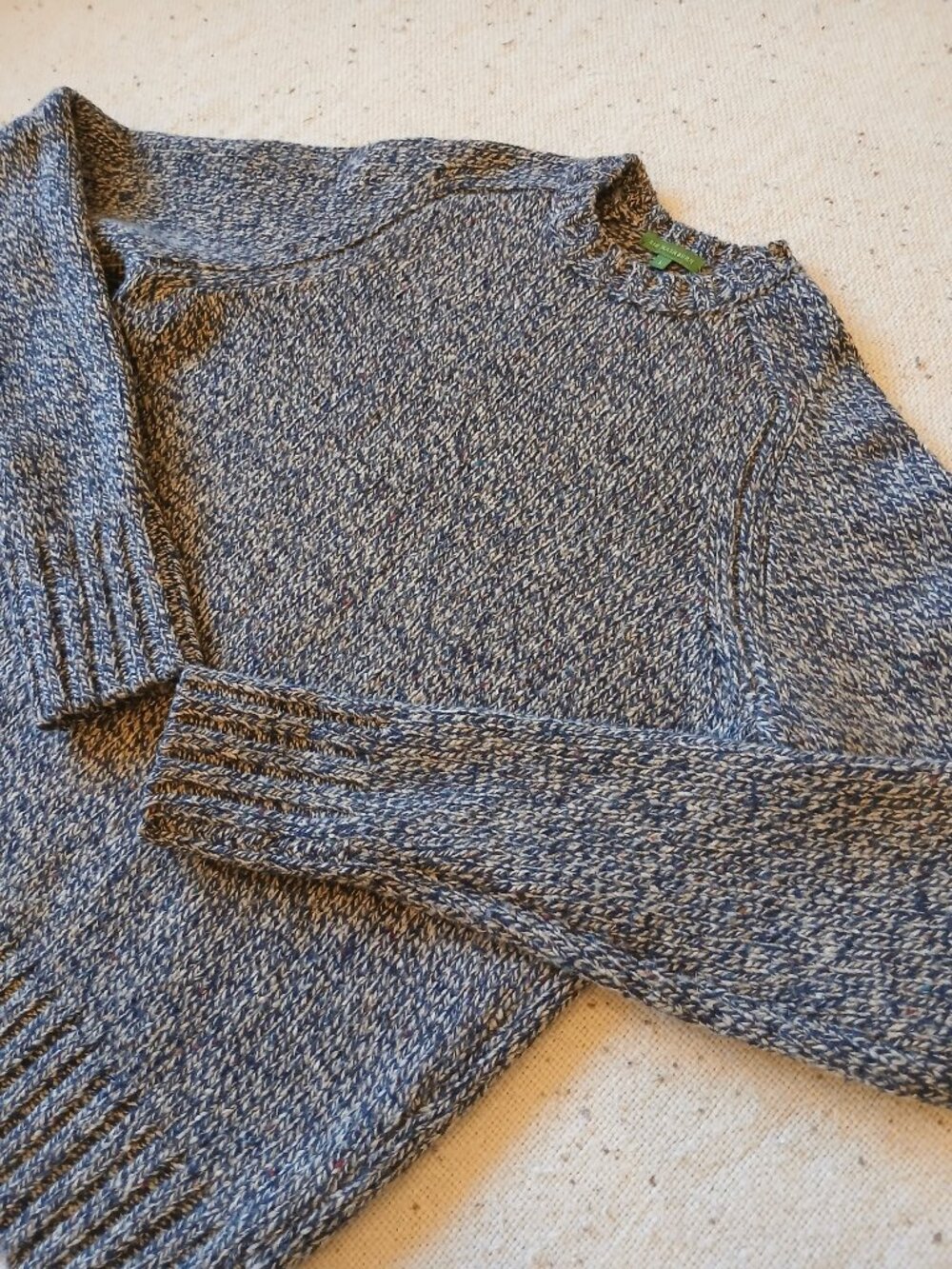 Sid Mashburn Men’s S Lambswool Crewneck Sweater Blue Marled Speckled Wool